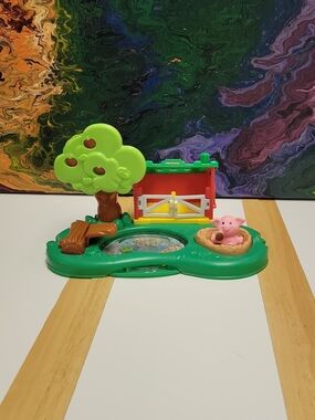 Fisher-Price Green Farm Playset with Red Barn and Pink Pig